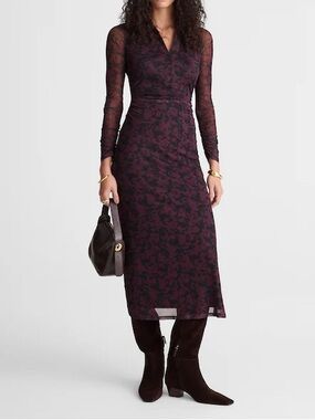 Madewell Long-Sleeve Polo Midi Dress NWT chic effortless stretch festival